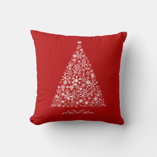 Schneeflockenbaum auf Rot Kissen (Vorderseite)