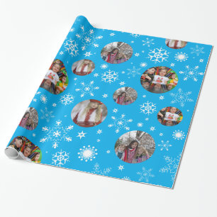 Schneeflockenblauer Foto Weihnachtsgeschenk Foto Geschenkpapier