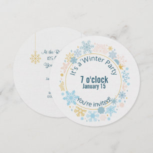 Schneeflockendesign im Winter Party Einladung