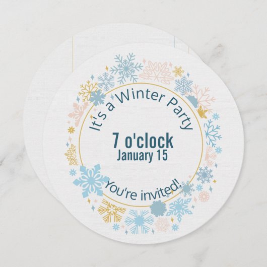 Schneeflockendesign im Winter Party Einladung (Vorne/Hinten)