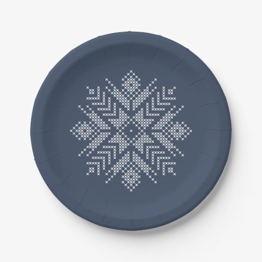 Schneeflockendesign Pappteller (Vorderseite)