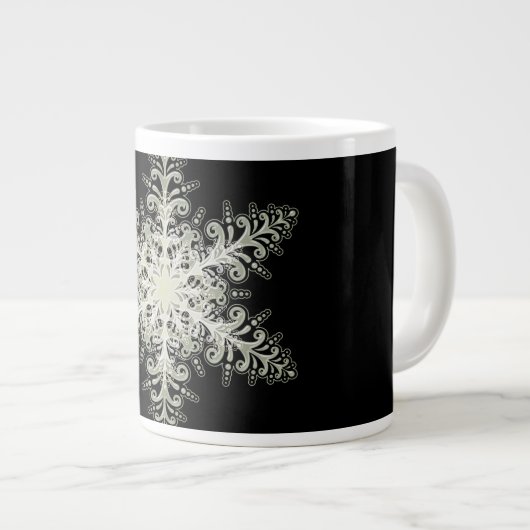 Schneeflockeneis, weißer schwarzer, eleganter Wint Jumbo-Tasse (Vorderseite Rechts)