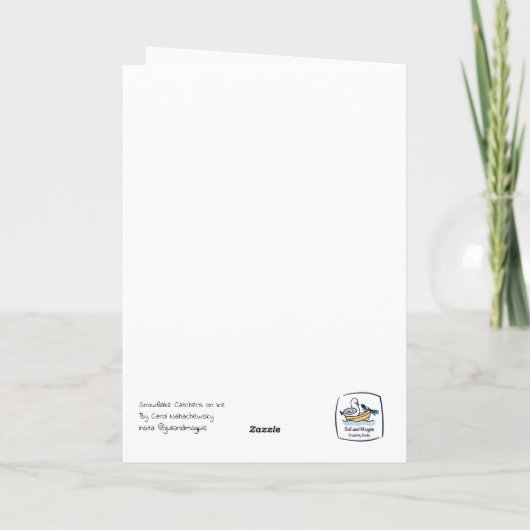 Schneeflockenfänger auf Eis Dankeskarte (Rückseite)