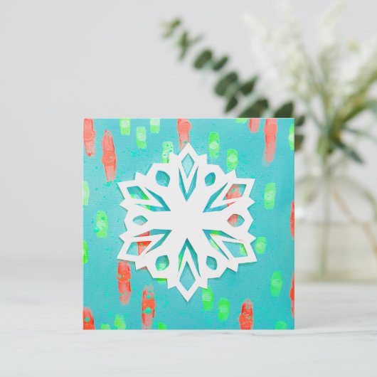 Schneeflockenkarte Feiertagskarte (Stehend Vorderseite)
