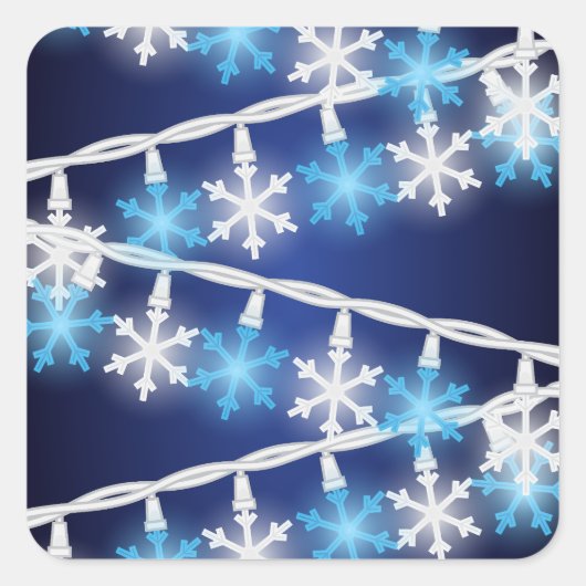 Schneeflockenlichter Quadratischer Aufkleber (Vorderseite)