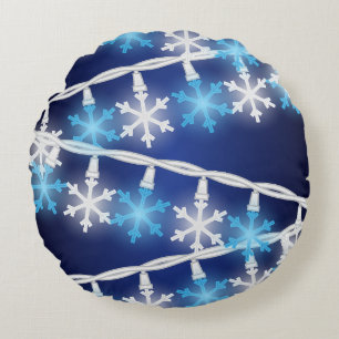 Schneeflockenlichter Rundes Kissen
