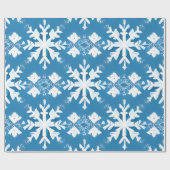 Schneeflockenmuster auf blauem Hintergrund Geschenkpapier (Flach)