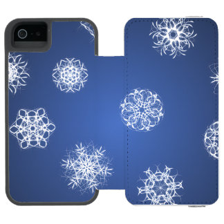 Schneeflockenmuster auf blauem Hintergrund Incipio Watson™ iPhone 5 Geldbörsen Hülle