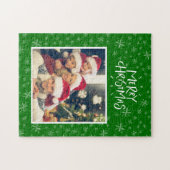 Schneeflockenmuster auf dem Grünen Fröhlichen Weih Puzzle (Horizontal)
