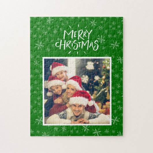 Schneeflockenmuster auf dem Grünen Fröhlichen Weih Puzzle (Vertikal)