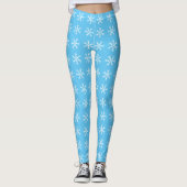 Schneeflockenmuster auf Light Blue Leggings (Vorderseite)