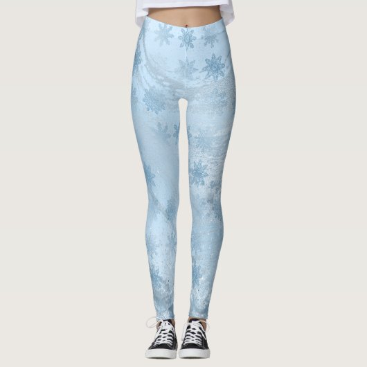 Schneeflockenmuster aus Edelmarmor-Glitzer Leggings (Vorderseite)