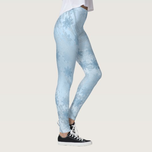Schneeflockenmuster aus Edelmarmor-Glitzer Leggings (Rechts)