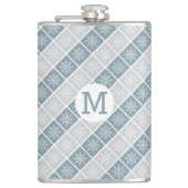 Schneeflockenmuster, benutzerdefinierte Monogramm- Flachmann (Vorderseite)