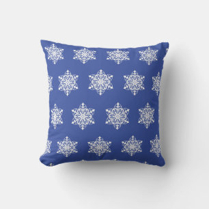 Schneeflockenmuster blau kissen