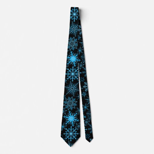 Schneeflockenmuster Blau Schwarzer BG Krawatte (Vorderseite)