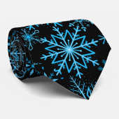 Schneeflockenmuster Blau Schwarzer BG Krawatte (Gerollt)