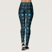 Schneeflockenmuster Blau Schwarzer BG Leggings (Rückseite)