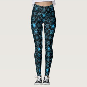 Schneeflockenmuster Blau Schwarzer BG Leggings