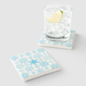 Schneeflockenmuster blau steinuntersetzer (Seitenansicht)