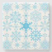 Schneeflockenmuster blau steinuntersetzer (Vorderseite)