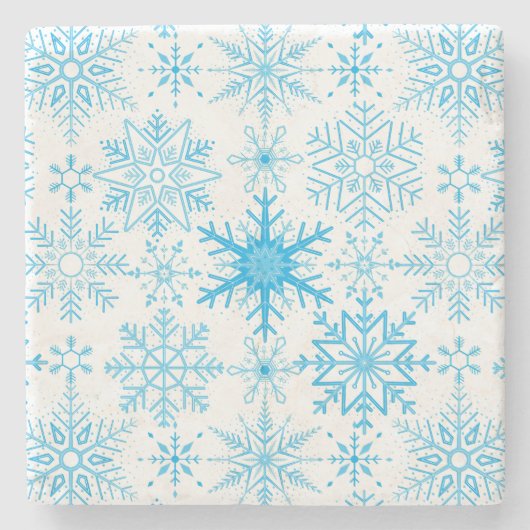Schneeflockenmuster blau steinuntersetzer (Vorderseite)