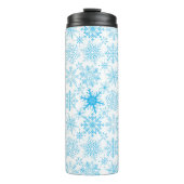 Schneeflockenmuster blau thermosbecher (Vorderseite)