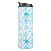 Schneeflockenmuster blau thermosbecher (Nach rechts gedreht)