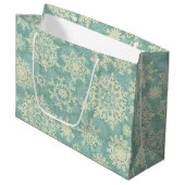 Schneeflockenmuster Große Geschenktüte (Vorderseite Schrägansicht)