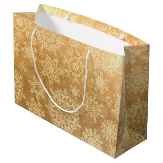 Schneeflockenmuster Große Geschenktüte (Rückseite Schrägansicht)