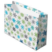 Schneeflockenmuster Große Geschenktüte (Vorderseite Schrägansicht)