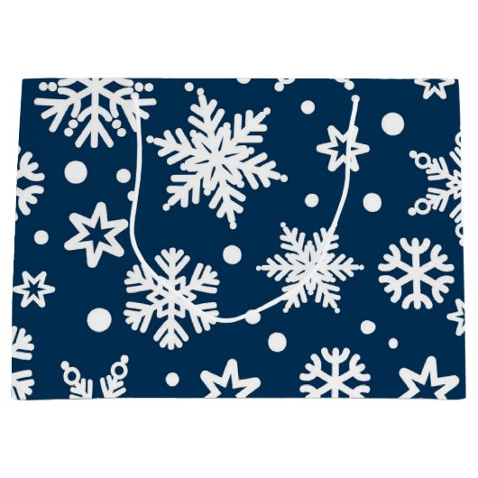 Schneeflockenmuster Große Geschenktüte (Vorderseite)