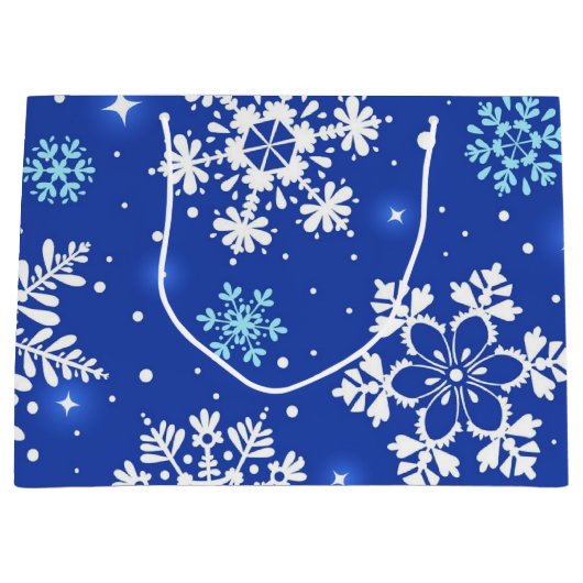 Schneeflockenmuster Große Geschenktüte (Vorderseite)