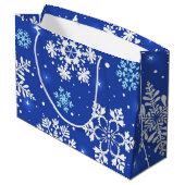 Schneeflockenmuster Große Geschenktüte (Rückseite Schrägansicht)