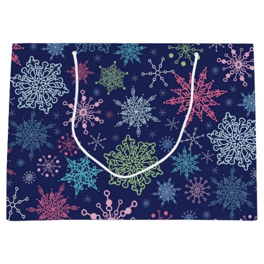 Schneeflockenmuster Große Geschenktüte (Vorderseite)