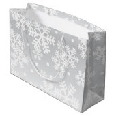 Schneeflockenmuster Große Geschenktüte (Rückseite Schrägansicht)