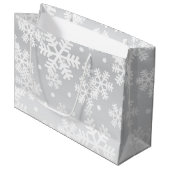 Schneeflockenmuster Große Geschenktüte (Vorderseite Schrägansicht)