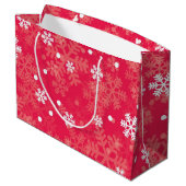 Schneeflockenmuster Große Geschenktüte (Rückseite Schrägansicht)