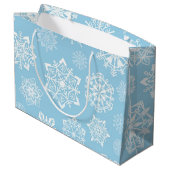Schneeflockenmuster Große Geschenktüte (Rückseite Schrägansicht)