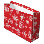 Schneeflockenmuster Große Geschenktüte (Vorderseite Schrägansicht)