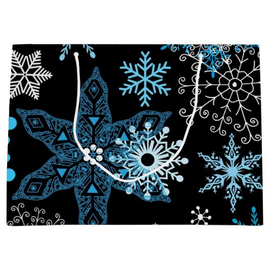 Schneeflockenmuster Große Geschenktüte (Vorderseite)