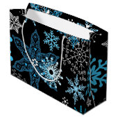 Schneeflockenmuster Große Geschenktüte (Rückseite Schrägansicht)
