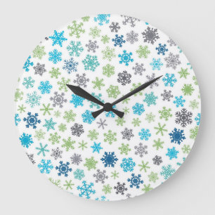 Schneeflockenmuster Große Wanduhr
