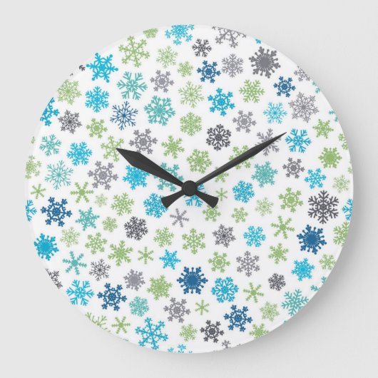 Schneeflockenmuster Große Wanduhr (Vorderseite)