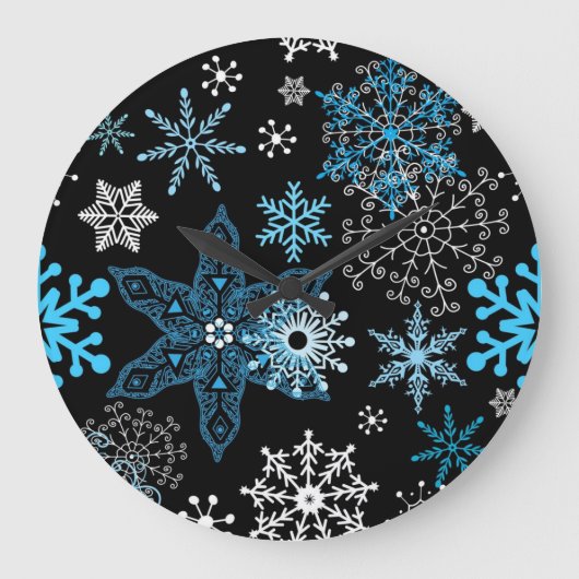 Schneeflockenmuster Große Wanduhr (Vorderseite)