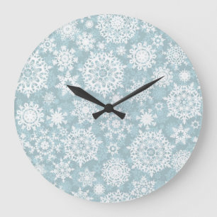 Schneeflockenmuster Große Wanduhr