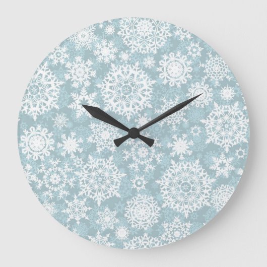 Schneeflockenmuster Große Wanduhr (Vorderseite)