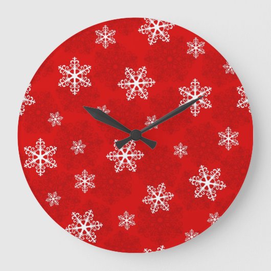 Schneeflockenmuster Große Wanduhr (Vorderseite)