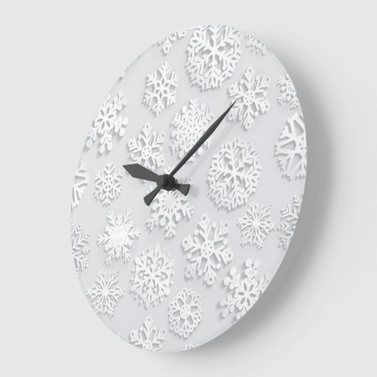 Schneeflockenmuster Große Wanduhr (Winkel)