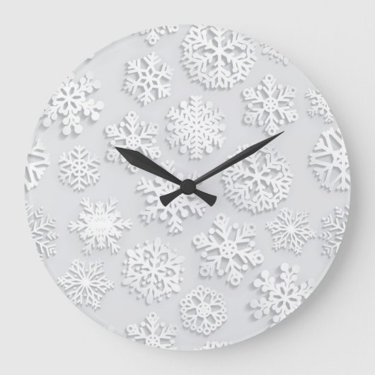 Schneeflockenmuster Große Wanduhr (Vorderseite)